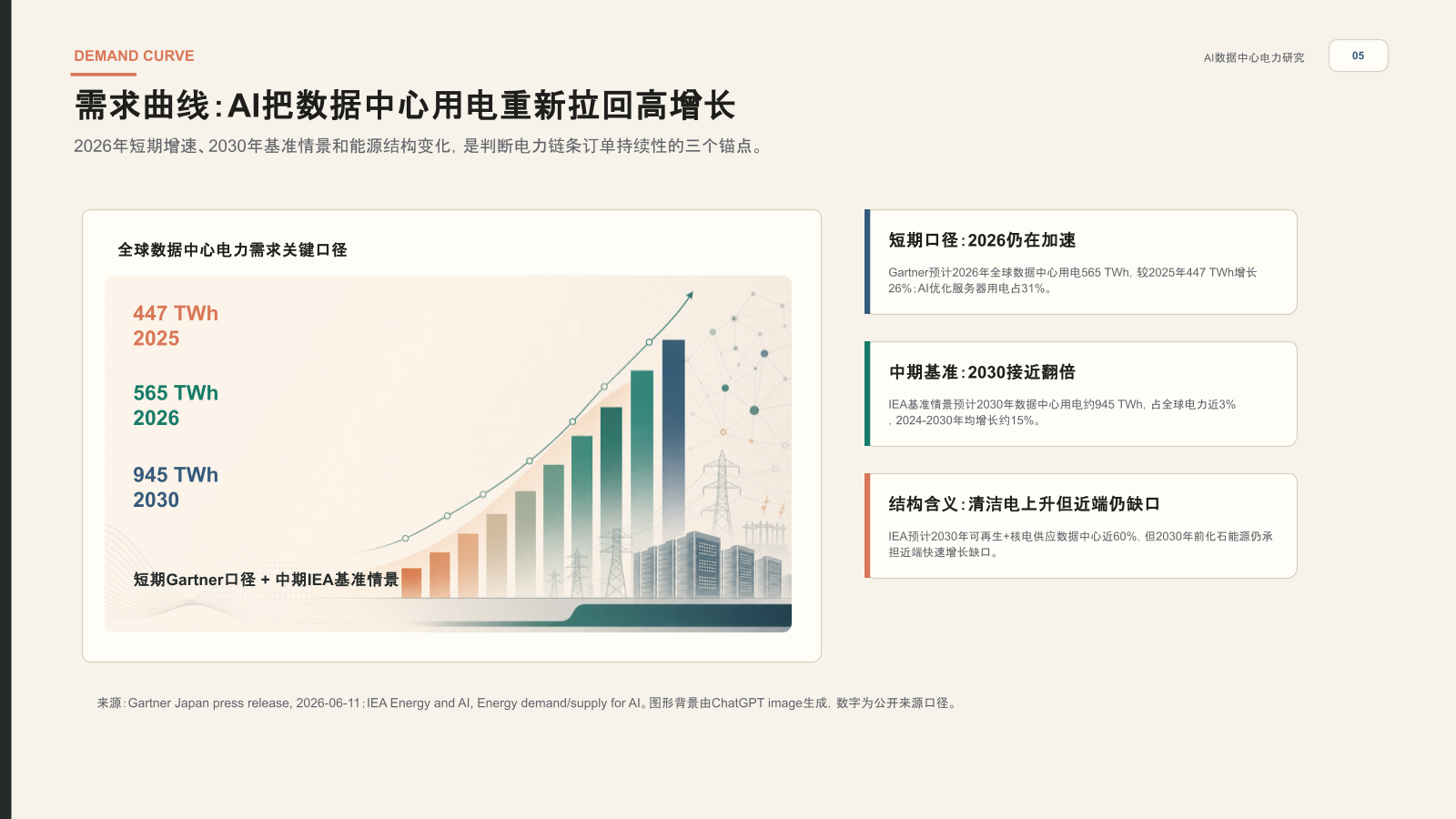 2025、2026 与 2030 全球数据中心电力需求曲线
